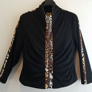 Black Animal Print Skirt Suit